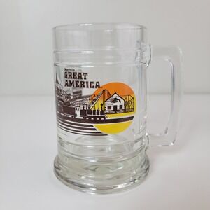 Marriott's Great America Glass Beer Mug Clear Excellent Vintage 1970s Stein